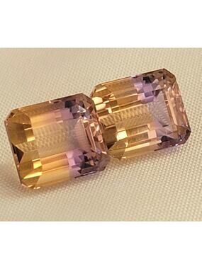 Gorgeous 24+ Carat Bolivian Pair of Ametrine!
